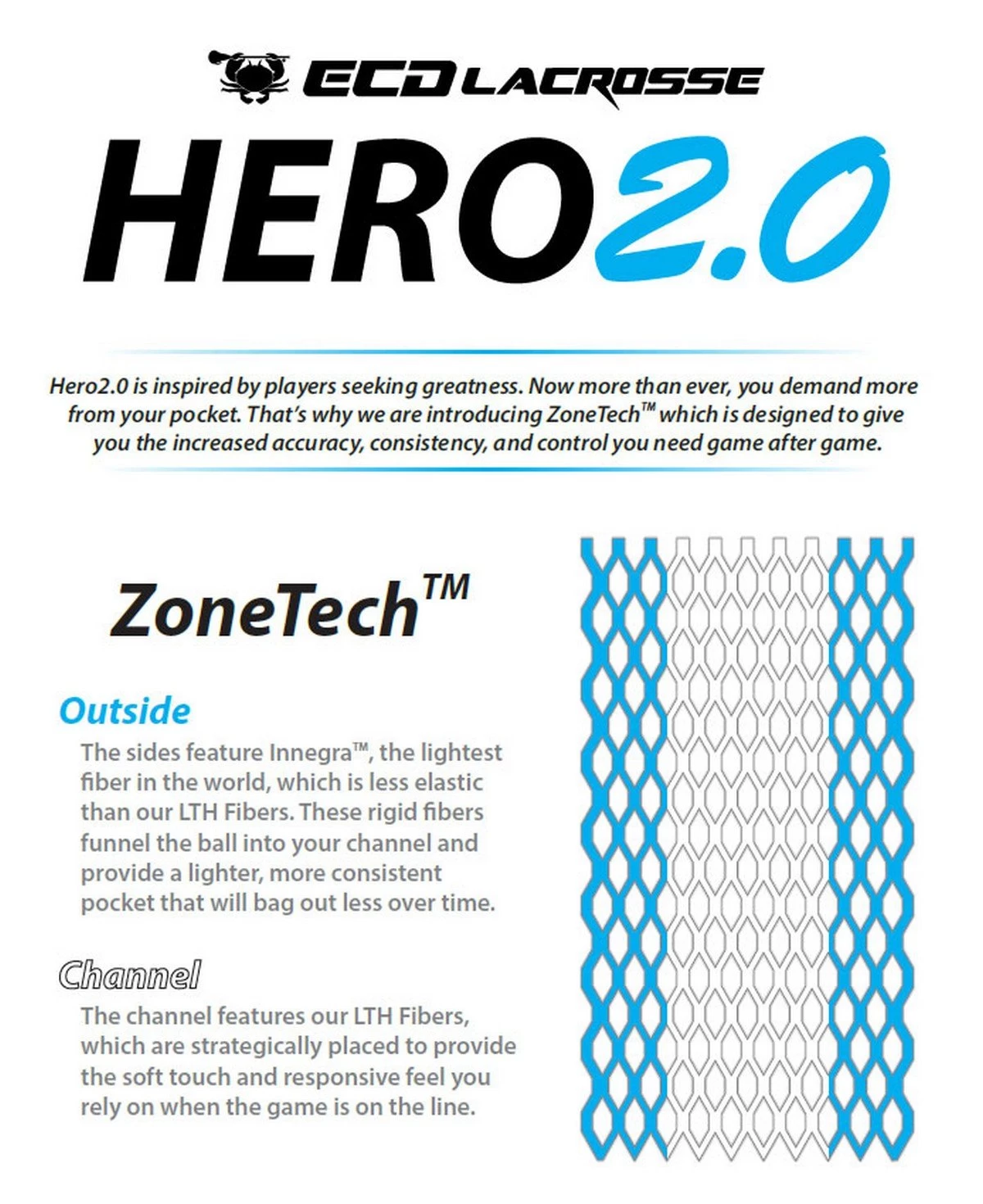 East Coast Dyes Hero 2.0 Semi-Soft Lacrosse Mesh - Image 2